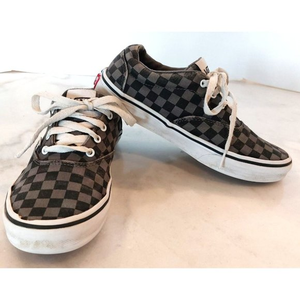 Vans Black Gray Unisex Youth Sneakers size 3.5‎ Checker Print Checkerboard